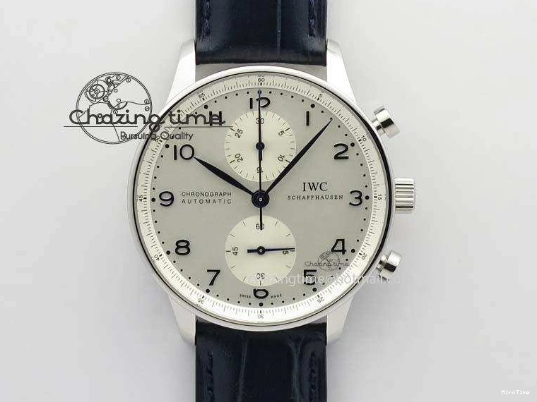 MIROTIME 0715 UrbanStyle Portuguese IW371446 ZF 1:1 Best Edition SS White Dial Blue Markers On Blue Leather Strap  A79350 V 7270